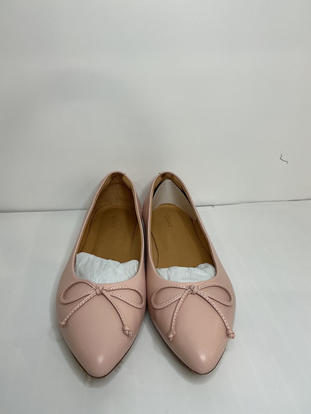 Italian Leather Pointed Bow Flat